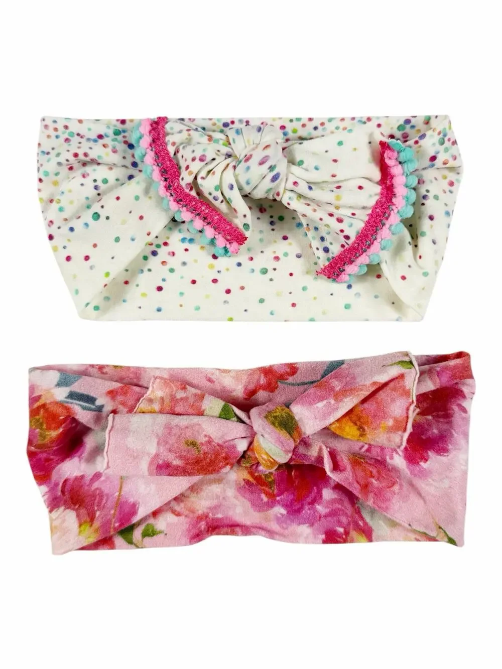 Baby Bling Knot Bow Headband Bundle Set of 2 Floral Confetti